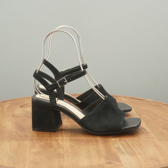 Clarks Shoes - Clarks Womens Sheer 65 Block Heeled Sandals Size 7.5 M Black Suede Ankle Strap